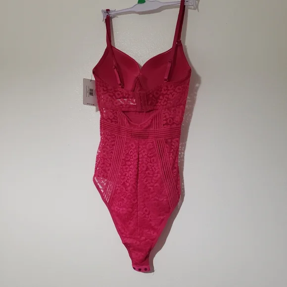 FRENCH AFFAIR Push Up BodySuit Lacey Cheetah Print Pink - Picture 11 of 16